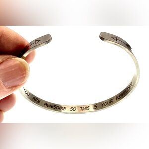 3 for $30 Mint&Lily Silver Tone Stainless Steel You Are Awesome Message Bracelet